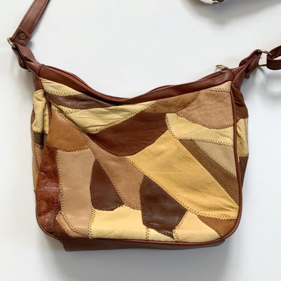 Retro brown patchwork leather purse - Picture 3 of 11